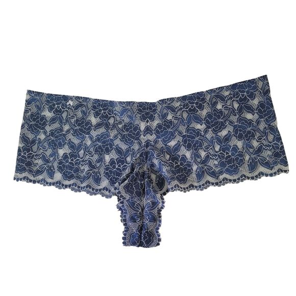 Cacique Women's Blue Floral Lace Cheeky Short Panty Plus Stretch Fit Size 26/28 - Picture 2 of 9
